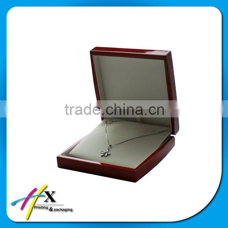high end brand necklace wooden box with logo printing