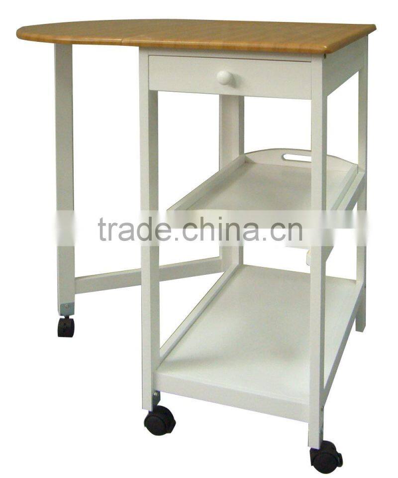 New design MDF with PVC wooden kitchen trolley with wheels