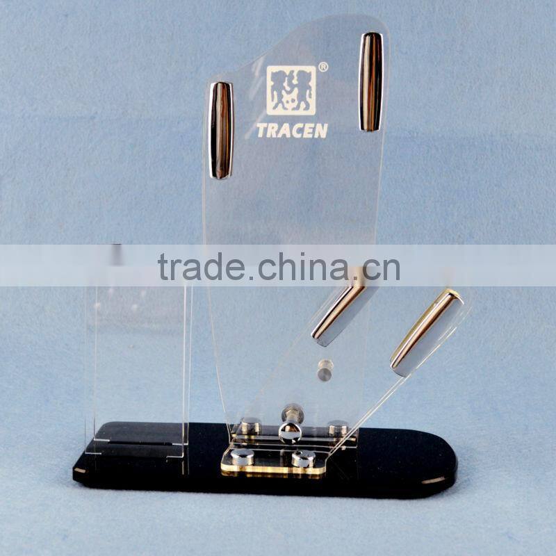 clear acrlyic knife rack with black base