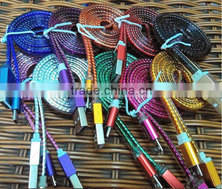 Tangle Free Flat Micro USB Charging Cord For Android Phones Charger Cable Fish Scale Shape USB Cable