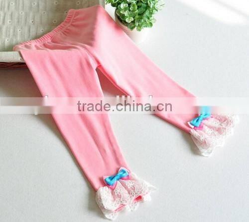 Wholesale Little Princess Flower Lace Leggings Custom High Quality Thin Cotton Baby Trousers