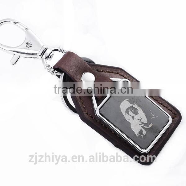 Promotion religious custom made genuine handmade leather keychain