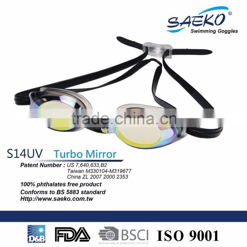 Racing Mirror -Humanize Mirrored lens swim goggles adjustable nose bridge Anti-Fog Swimming Goggles