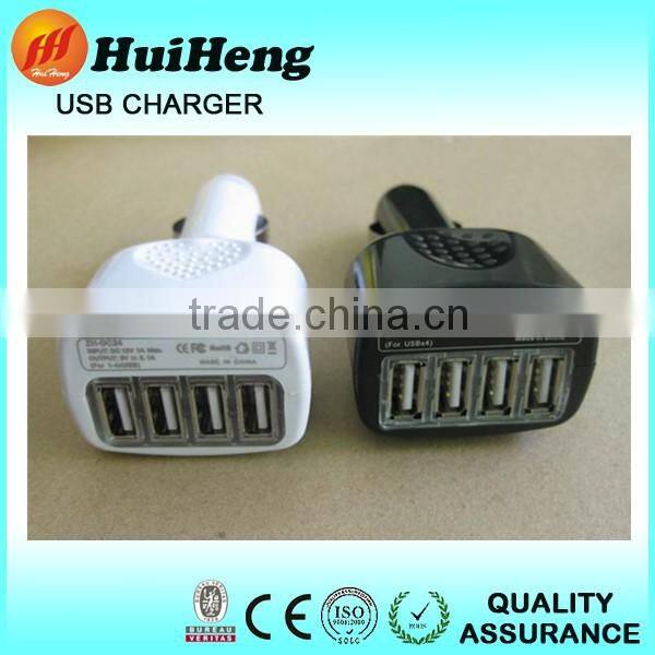 Top sales 5V 4 port electric car charger car charger 2.4