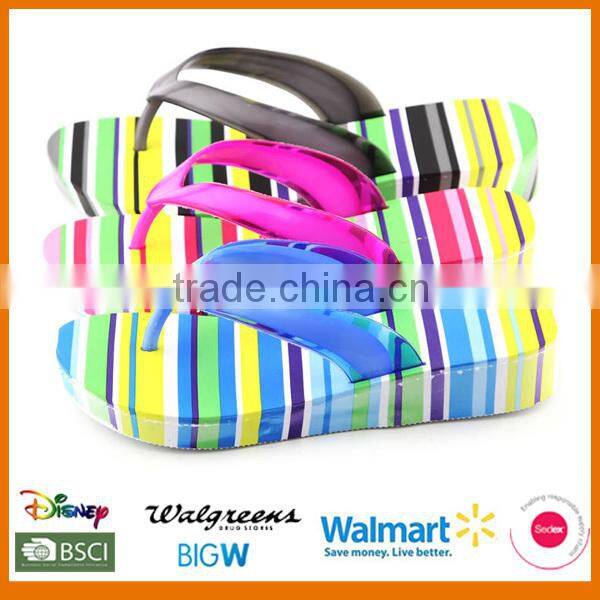 Fashion women's wedge heel flip flops with EVA material
