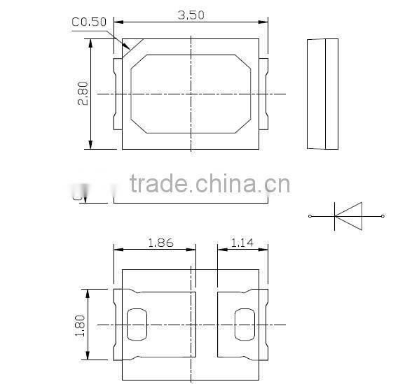 super bright 0.2W 2835 SMD LED White Color for lighting