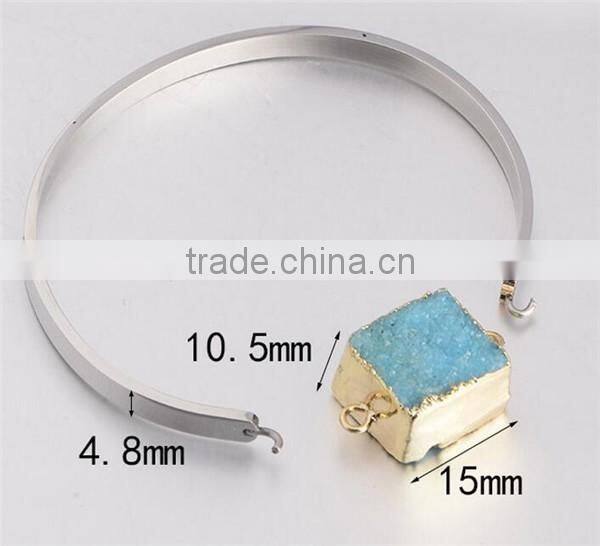 Fashion women's silver stainless steel smoky quartz bracelet