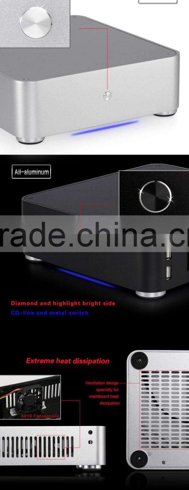 Mini ITX Case Realan Sand Blasting Thin Mini ITX Computer Case W60 ,Welcome OEM