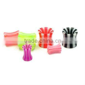 wholesale fashion jewelry striped acrylic ear plug body piercing jewelry