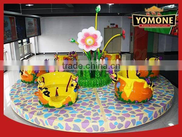 Top amusement park games rotating lotus flower mini tea cup rides for sale