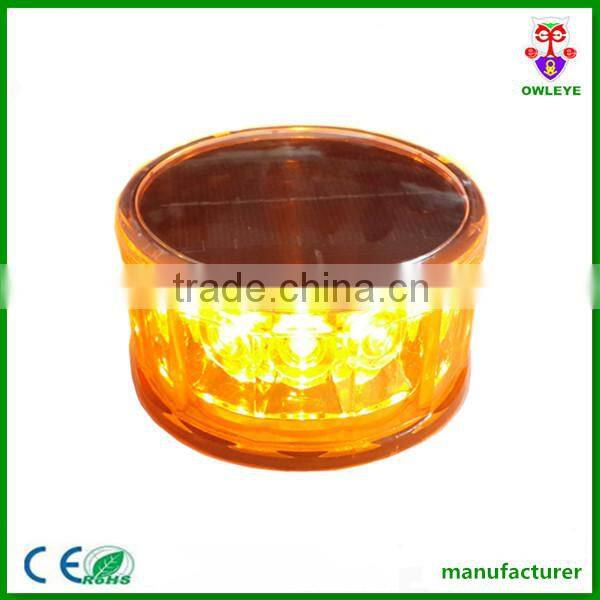 solar yellow led beacon light strobe lamp with magneic base for car accessory