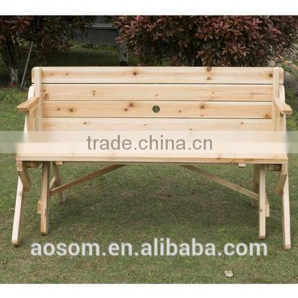 Outsunny 2 in 1 Outdoor Wooden Convertible Garden Bench Chair Picnic Table