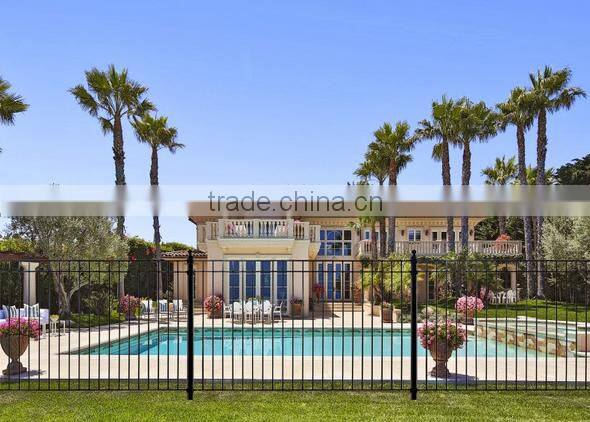 black galvanized steel fence