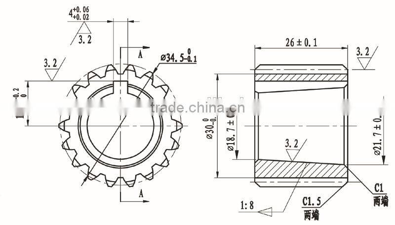 spline shaft male female coupling for hydraulic gear pump