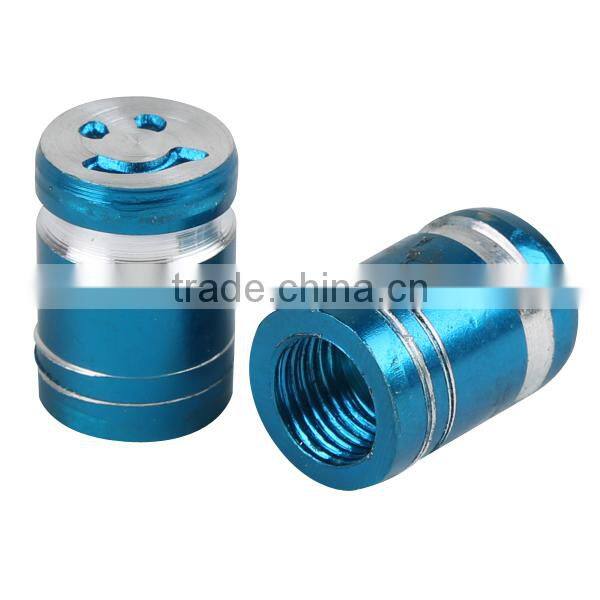 Universal Aluminum smile 2X smile blue Motorcycle Tyre Tire Valve Stem Caps NEW