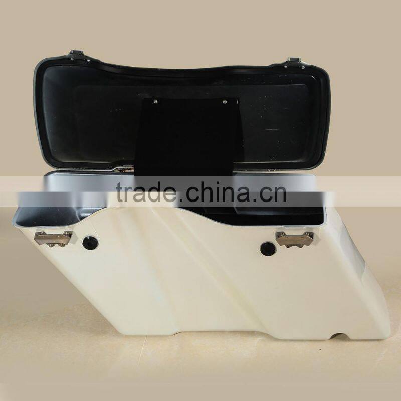 White Hard Saddlebag Trunk w/ Lid Latch For Road King Glide Softail DYNA