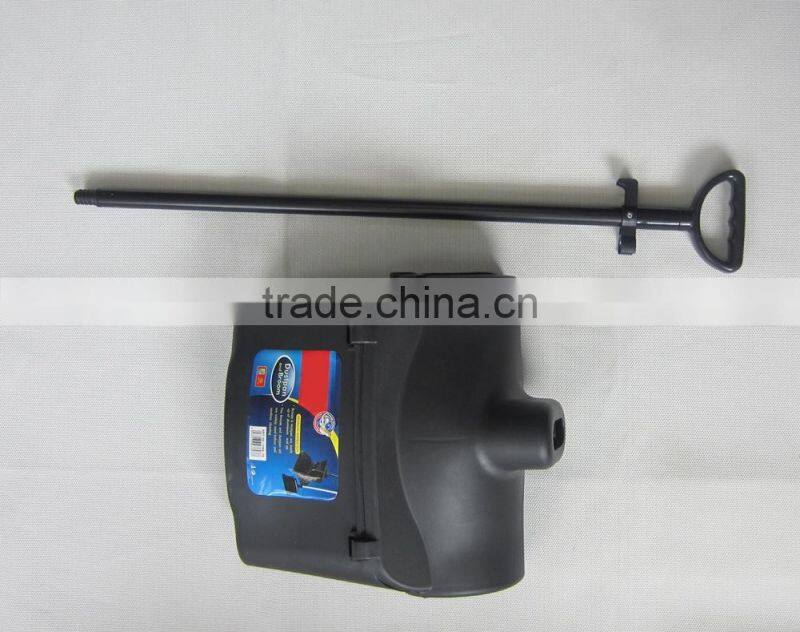 Black Plastic Dustpan With Long Handle And With Lid