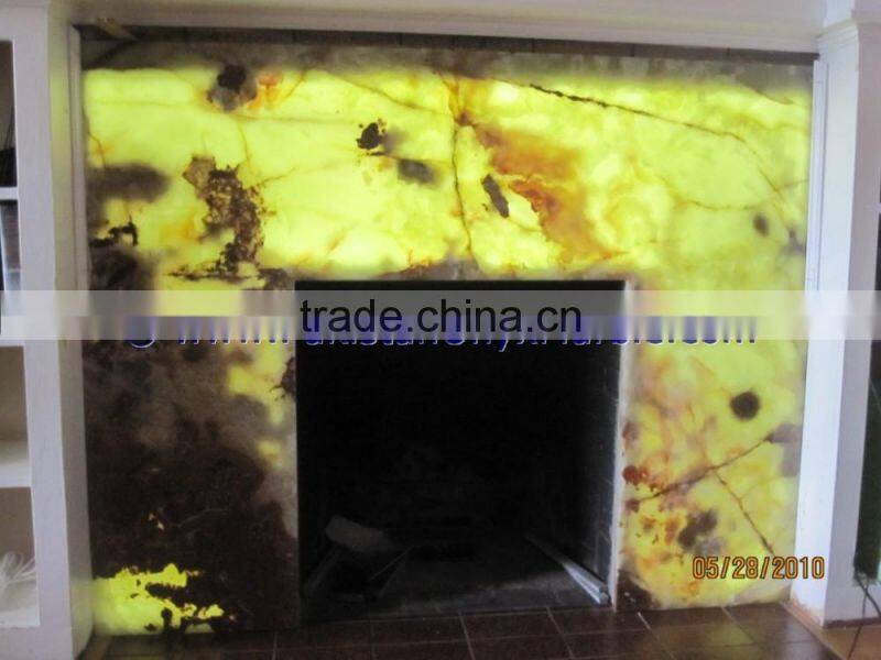 CUSTOM MADE MULTI GREEN ONYX FIREPLACES
