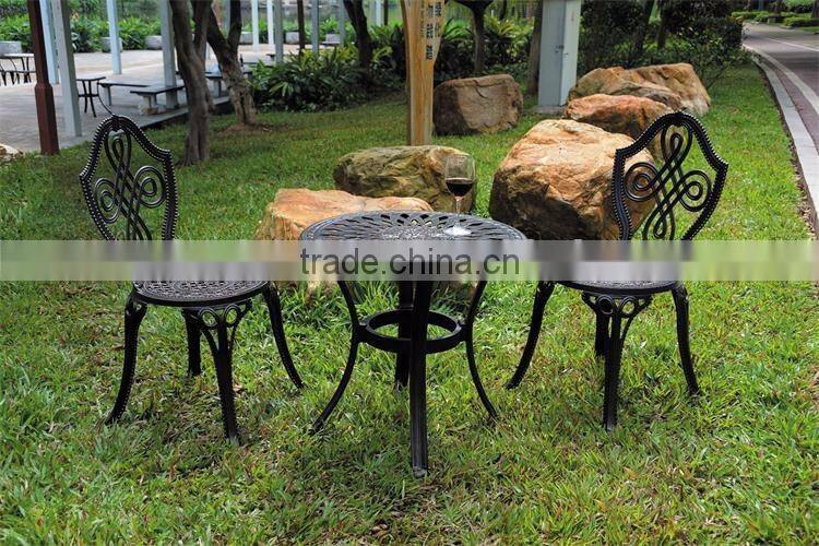 Oblique pattern tea table and KD chair aluminum patio set