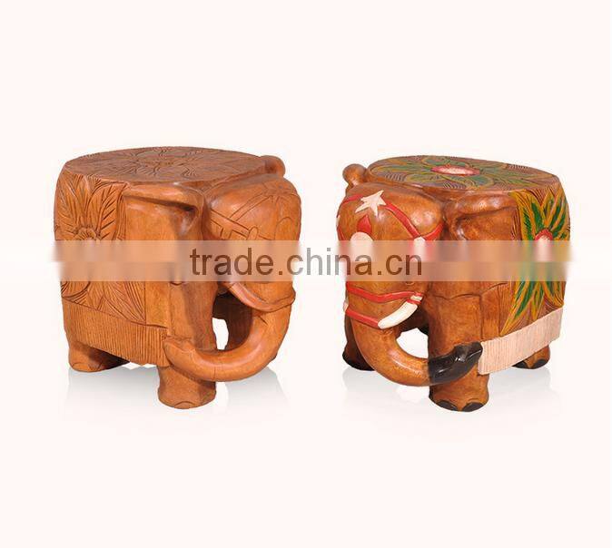 Thailand Style Living Elephant Shape Little Chair, Solid Wood Handcarved Chairs for Shoes Changing (BF01-X1176)