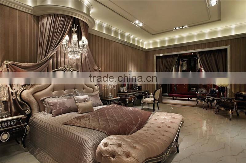 Victorian Queen Anne Crown Pink Bedroom Set, Crystal Button Tufted Queen and King Size Bed