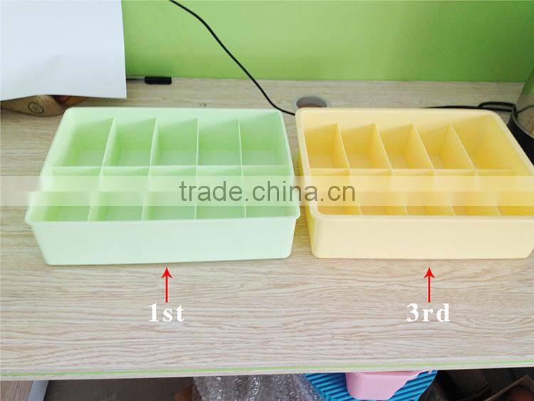 Stackable Plastic Underware Storage Box Clothes Drawer Organizers with Divided Cells