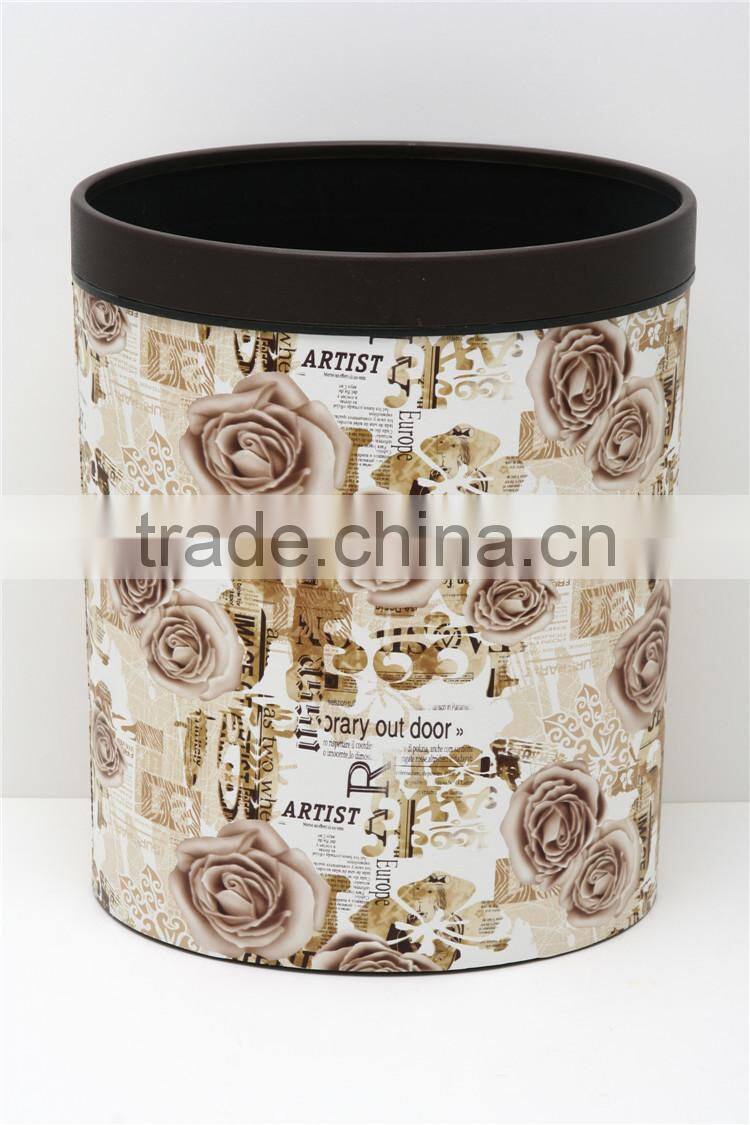 Plastic Leather Medium Semi Round Trash Can Wastebin 9L