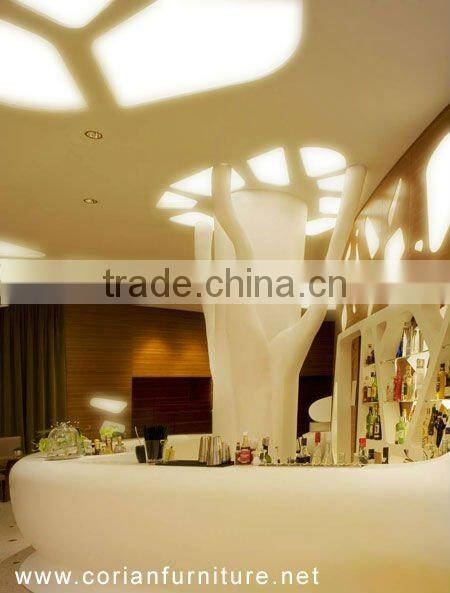 Lighted stylish design solid surface made bar countercoffee kiosk