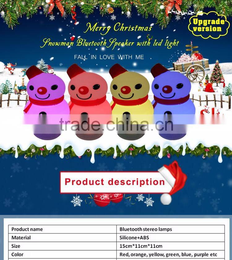 Christmas gift mini portable snowman shape bluetooth speaker with LED light
