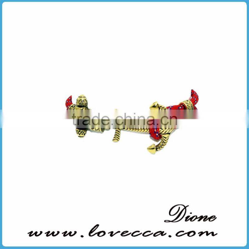 Custom Handmade Men's Genuine Leather Steel Anchor Hook Bracelet