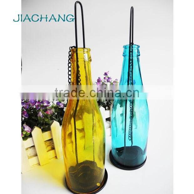 Colored glass candle jar for candle holder bottle shape
