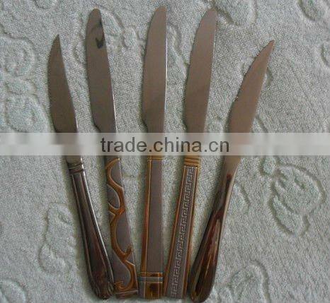 Stainless steel table knife sets with beautiful handle and golden color