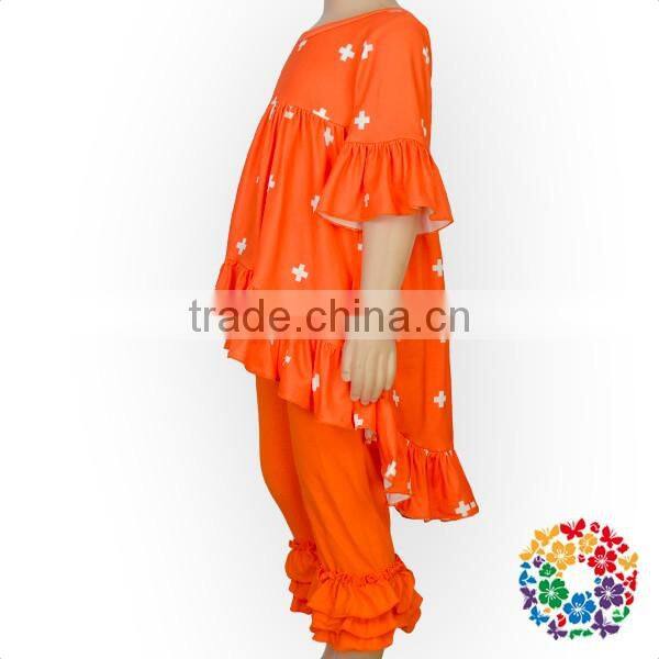 Wholesale Boutique Kids Half Sleeve Tops Shirts Ruffle Shirts For Girls