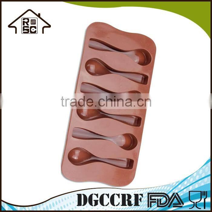 6 Cavities Spoon Shape Silicone Chocolate Mold Cupcake Decorating Tool