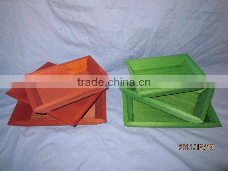 Silver&Golden painted wood serving tray