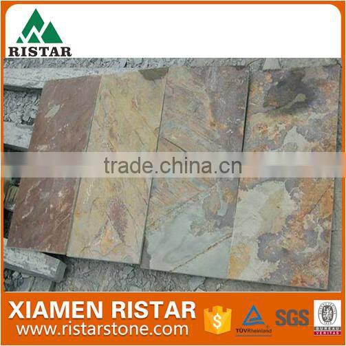 Cheap natural China rusty slate stone wall tiles with strips shape