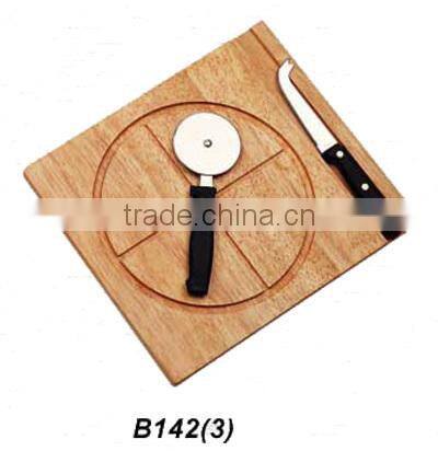 Cheese knife set with wood cutting board