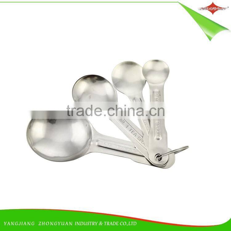 ZY-L1015 high quality 5pcs 18-0 stainless steel measuring spoon set with metal ring