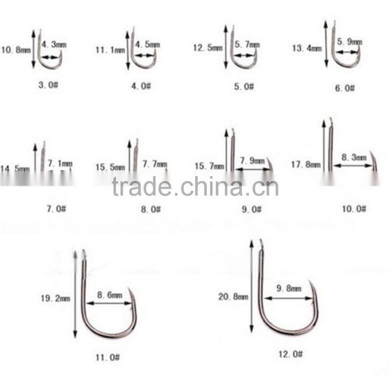 100 Pcs/lot New Arrival Black Silver Fishing 10 Sizes 3# - 12# Steel Hook Comes with Carry Box