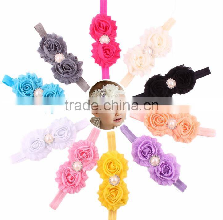 wholesale Baby Toddler Infant Flower Headband with Pearl Hair Bow Band Accessories
