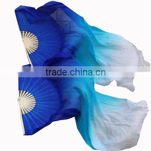 180CM 150CM 100% silk belly dance silk fan veils ombre silk fan veils