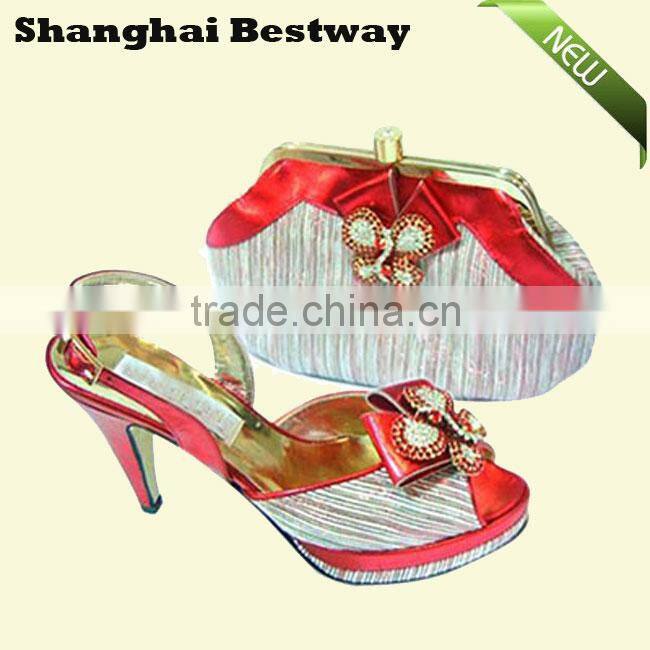 Hot selling high quality fashion party italian women shoes and bag set in dress shoes
