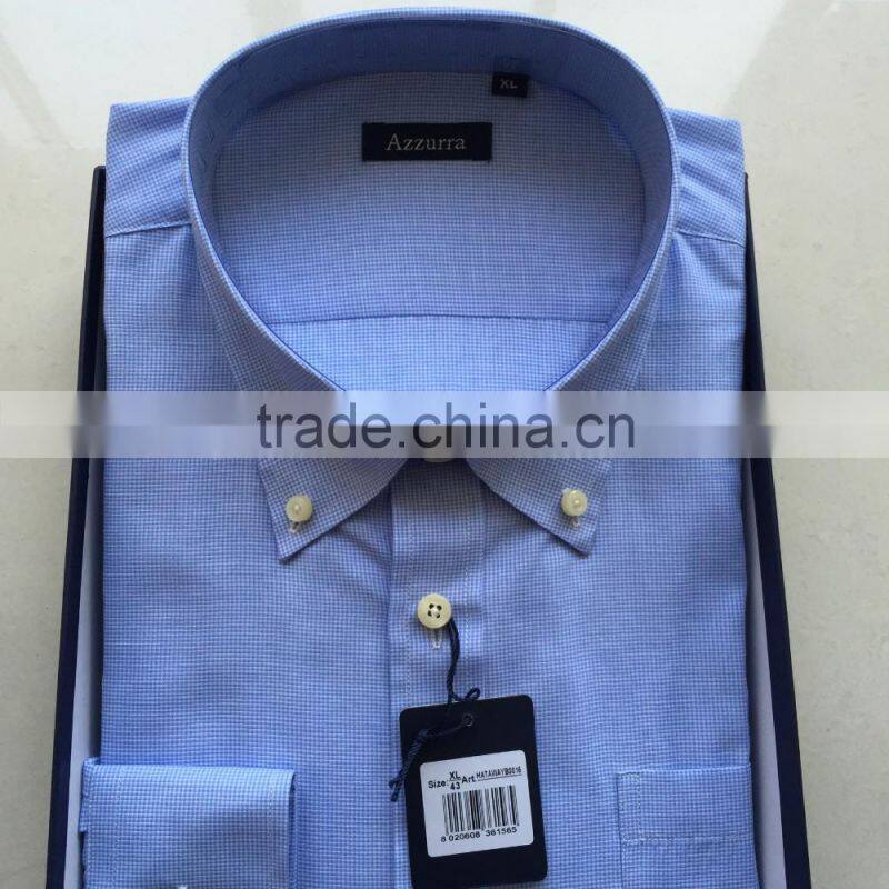 Men's T/C yarn dyed check business shirt with box packing