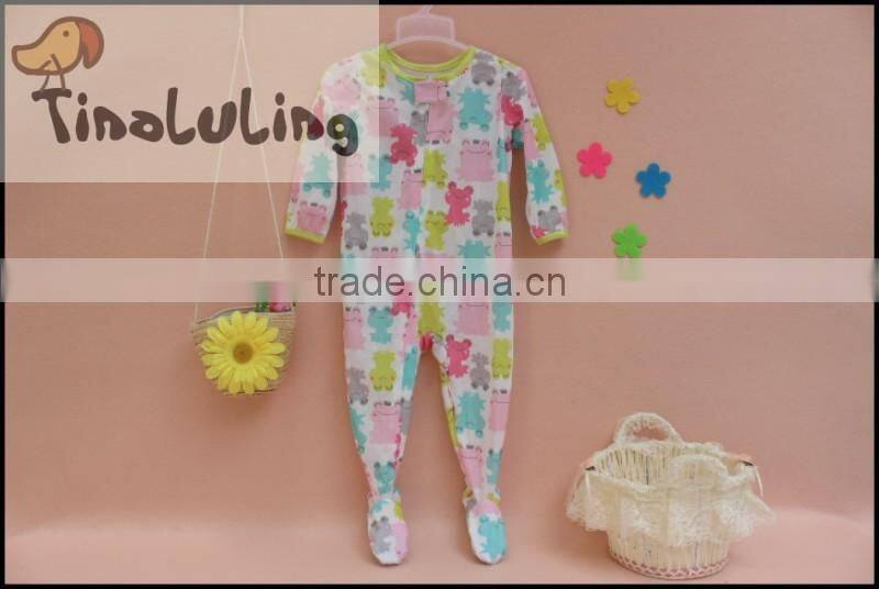 New Designer Kids Frog Cartoon Animal Printed Footed Pajamas Children One piece Jumpsuits