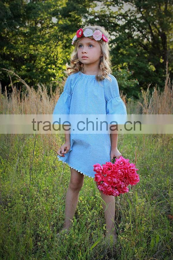 Spring Children Formal Dresses Girls Round Neck Solid Color Dresses Kids Frock Designs Girls Dress