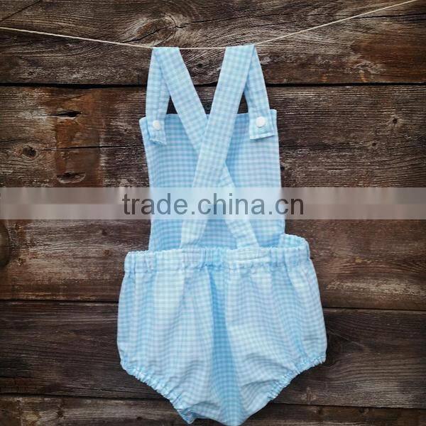Boutique Summer Infant Cotton Clothing Baby Girls Plain Gingham Bodysuit Baby Sleeveless Romper