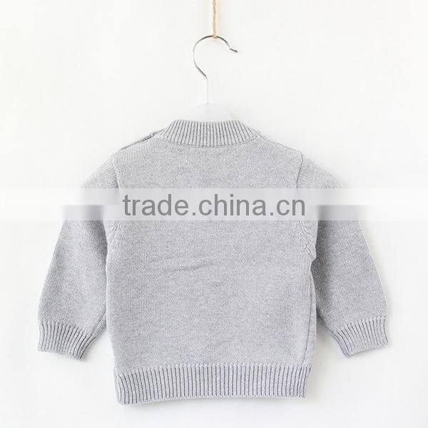 Cartoon bear jacquard boys crewneck knitted sweater