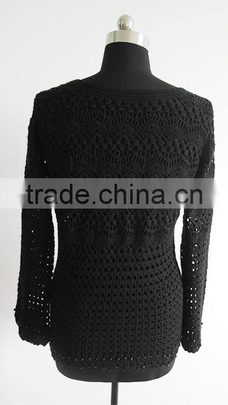 Fashion ladies/girls hand crochet long sleeve pullover sweater