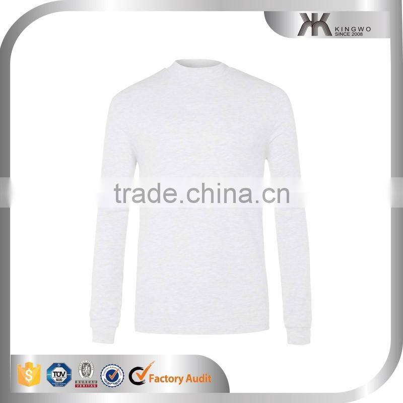 Mens light grey casual t shirts turtle neck blank t-shirt long sleeve cotton t shirts
