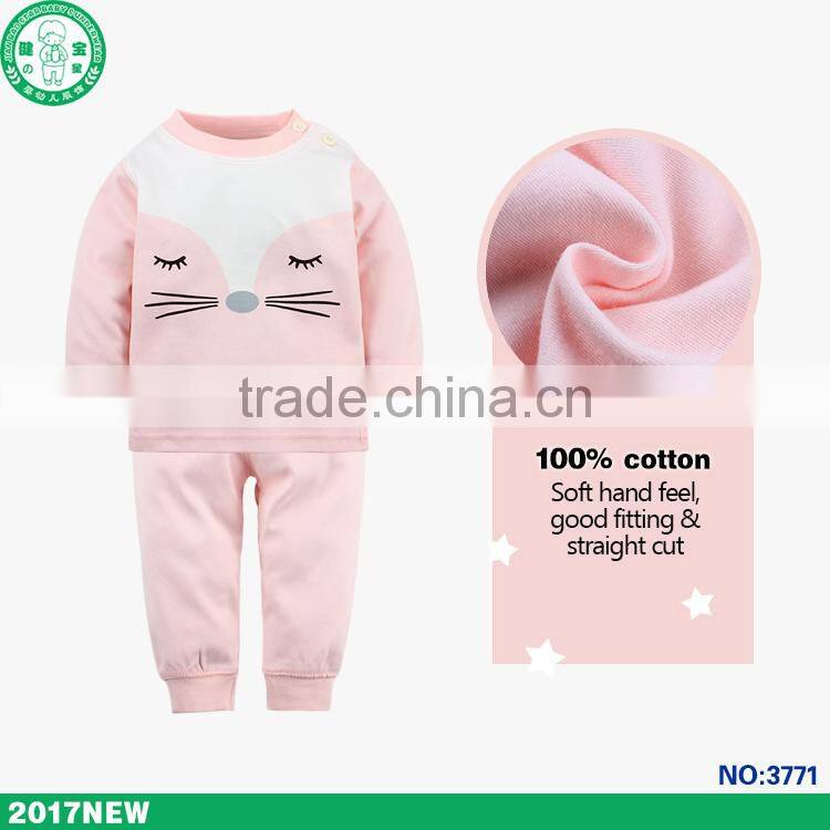 Cotton natural fiber children wear set kids pajamas